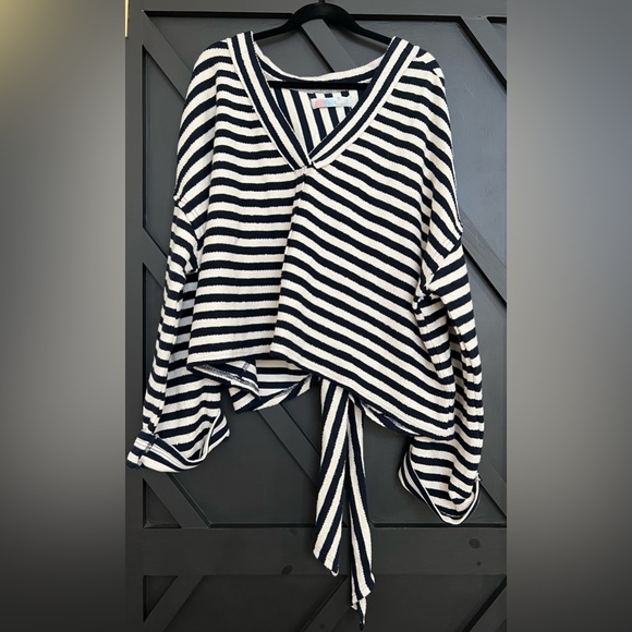 NWT Free People Alyria Printed Pullover In Nautical Strip Combo, Size Large - Picture 5 of 10